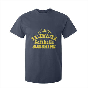 Saltwater Seashells Sunshine T Shirt For Kid Beach Summer Vacation Vintage 70's Retro TS10 Navy Print Your Wear