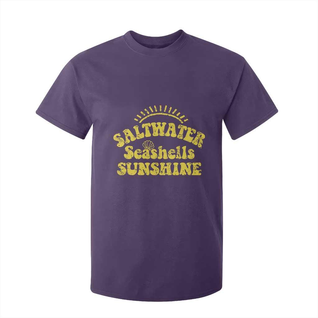Saltwater Seashells Sunshine T Shirt For Kid Beach Summer Vacation Vintage 70's Retro TS10 Purple Print Your Wear