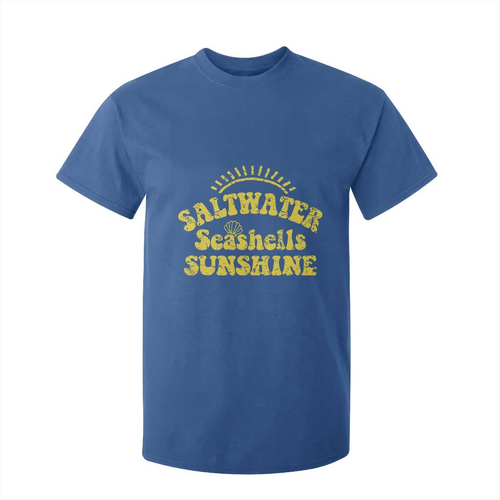 Saltwater Seashells Sunshine T Shirt For Kid Beach Summer Vacation Vintage 70's Retro TS10 Royal Blue Print Your Wear