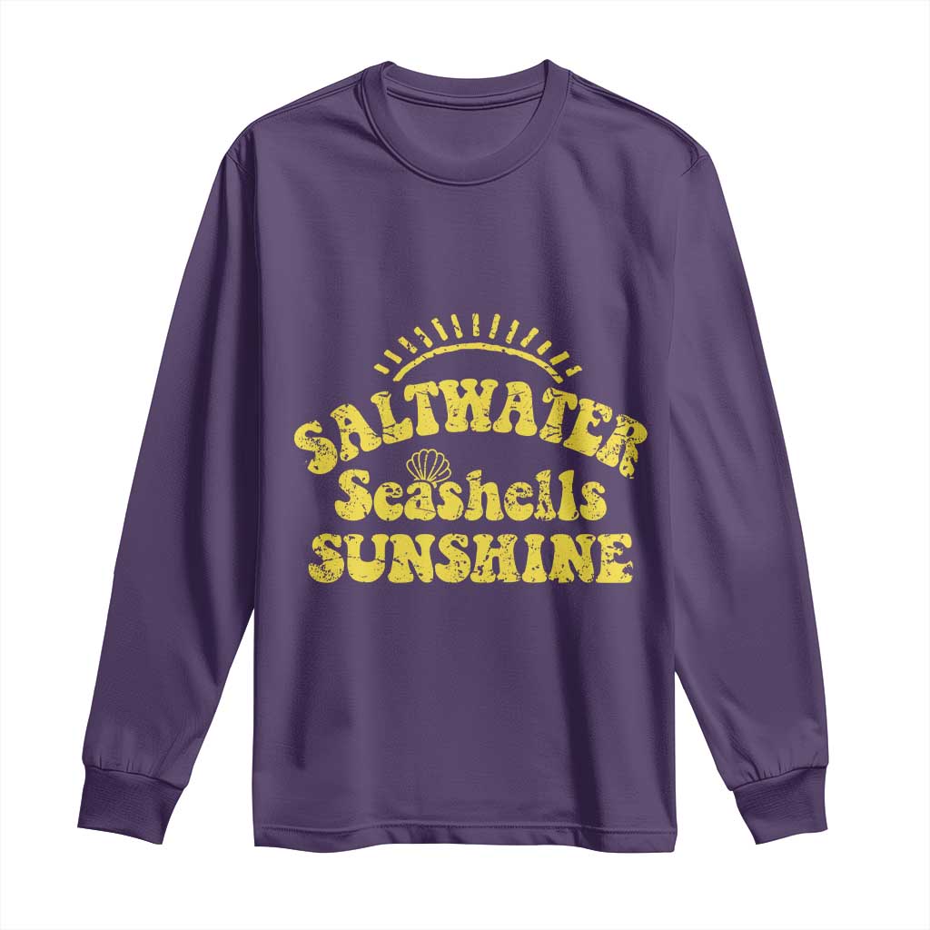 Saltwater Seashells Sunshine Long Sleeve Shirt Beach Summer Vacation Vintage 70's Retro TS10 Purple Print Your Wear