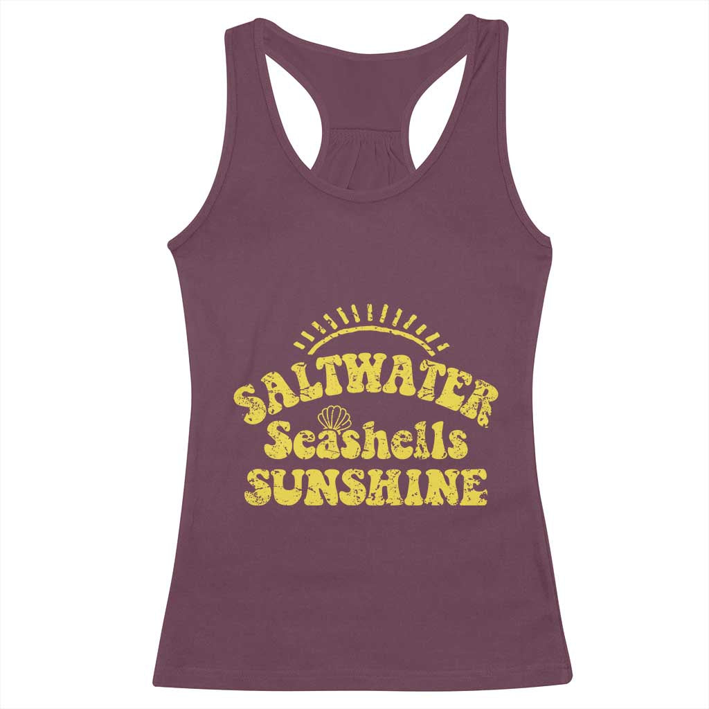 Saltwater Seashells Sunshine Racerback Tank Top Beach Summer Vacation Vintage 70's Retro TS10 Maroon Print Your Wear