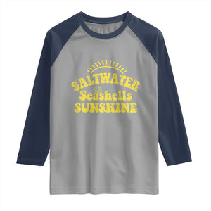 Saltwater Seashells Sunshine Raglan Shirt Beach Summer Vacation Vintage 70's Retro TS10 Sport Gray Navy Print Your Wear