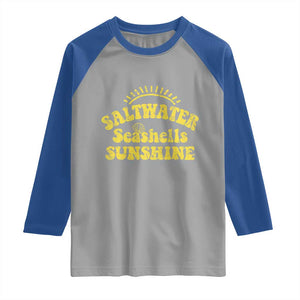 Saltwater Seashells Sunshine Raglan Shirt Beach Summer Vacation Vintage 70's Retro TS10 Sport Gray Royal Print Your Wear