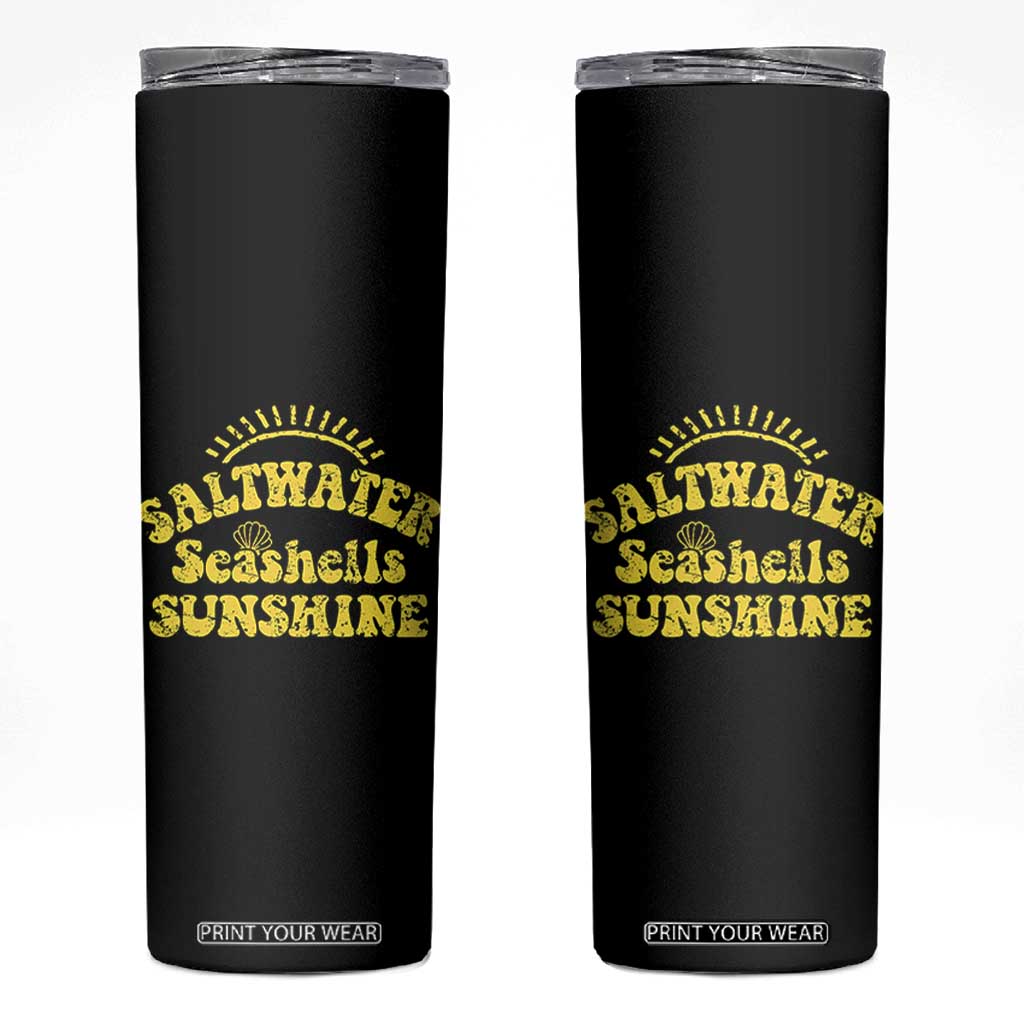 Saltwater Seashells Sunshine Skinny Tumbler Beach Summer Vacation Vintage 70's Retro TS10 Black Print Your Wear