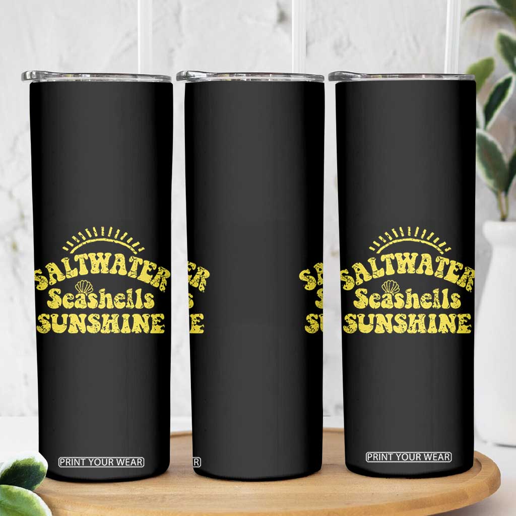 Saltwater Seashells Sunshine Skinny Tumbler Beach Summer Vacation Vintage 70's Retro TS10 Print Your Wear