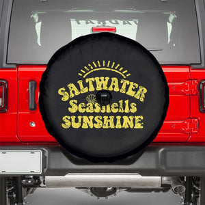 Saltwater Seashells Sunshine Spare Tire Cover Beach Summer Vacation Vintage 70's Retro TS10 Black Print Your Wear