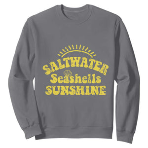 Saltwater Seashells Sunshine Sweatshirt Beach Summer Vacation Vintage 70's Retro TS10 Charcoal Print Your Wear