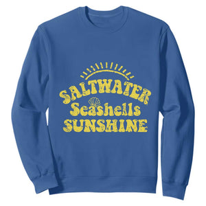 Saltwater Seashells Sunshine Sweatshirt Beach Summer Vacation Vintage 70's Retro TS10 Royal Blue Print Your Wear
