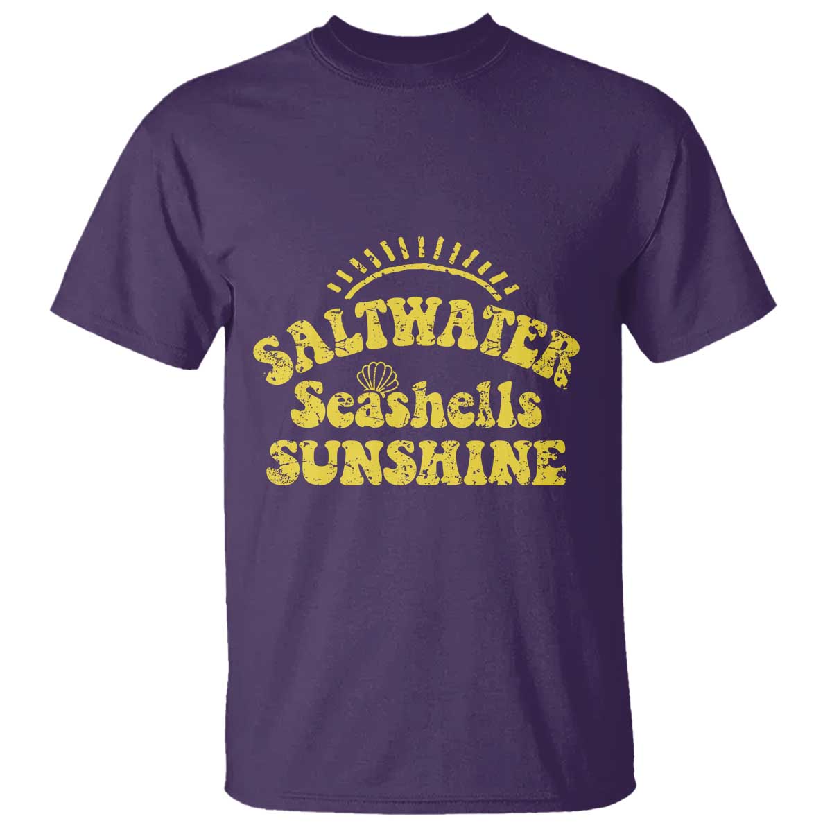 Saltwater Seashells Sunshine T Shirt Beach Summer Vacation Vintage 70's Retro TS10 Purple Print Your Wear
