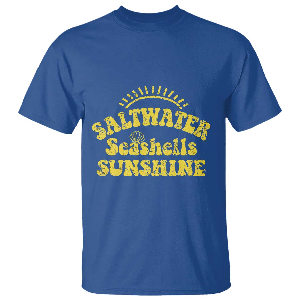 Saltwater Seashells Sunshine T Shirt Beach Summer Vacation Vintage 70's Retro TS10 Royal Blue Print Your Wear