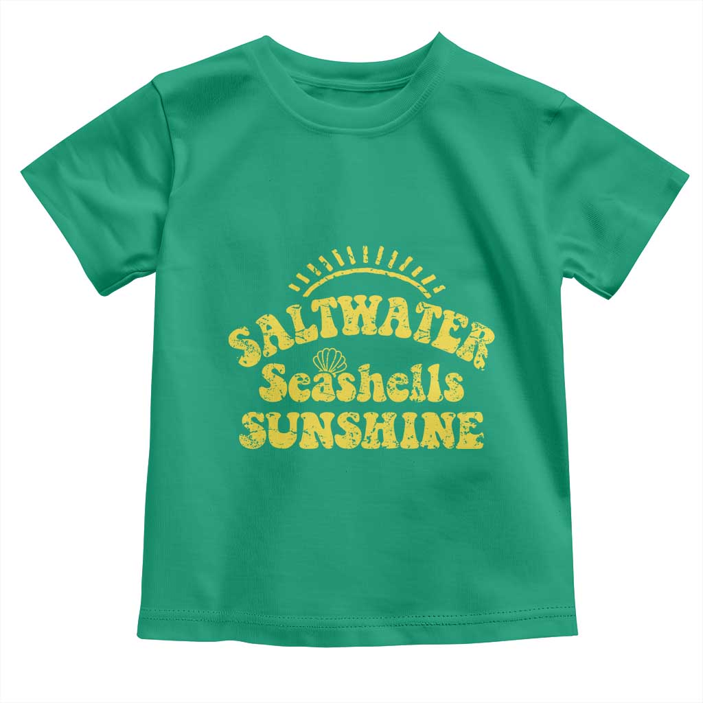 Saltwater Seashells Sunshine Toddler T Shirt Beach Summer Vacation Vintage 70's Retro TS10 Irish Green Print Your Wear