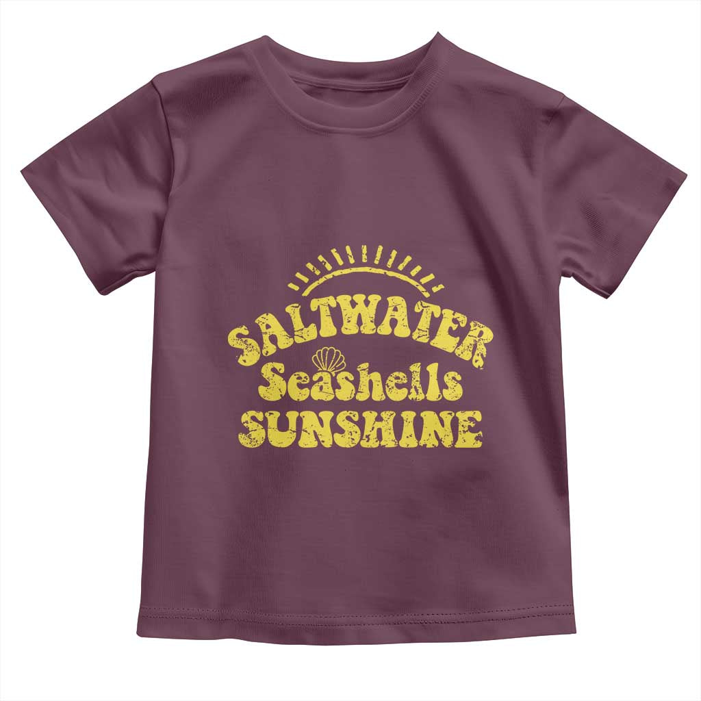 Saltwater Seashells Sunshine Toddler T Shirt Beach Summer Vacation Vintage 70's Retro TS10 Maroon Print Your Wear