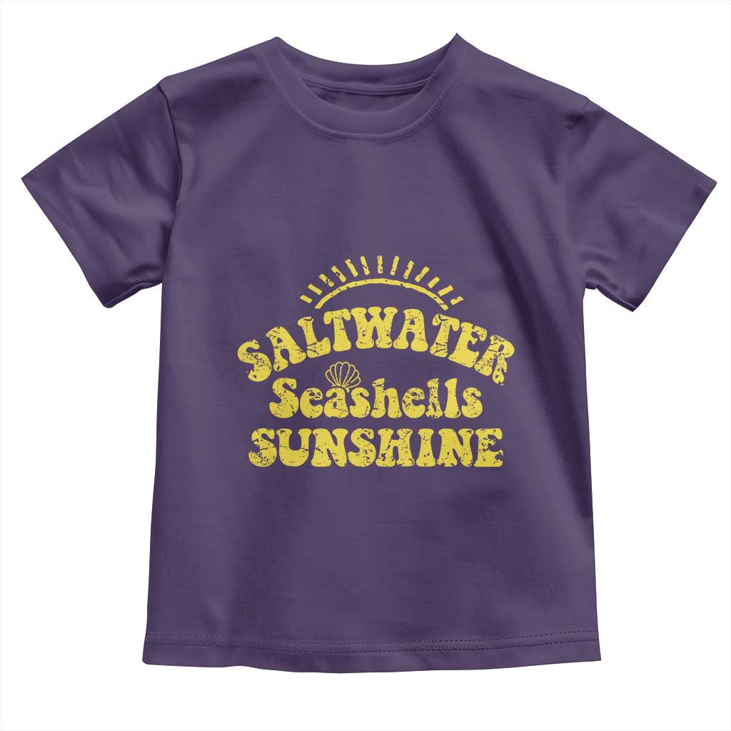 Saltwater Seashells Sunshine Toddler T Shirt Beach Summer Vacation Vintage 70's Retro TS10 Purple Print Your Wear