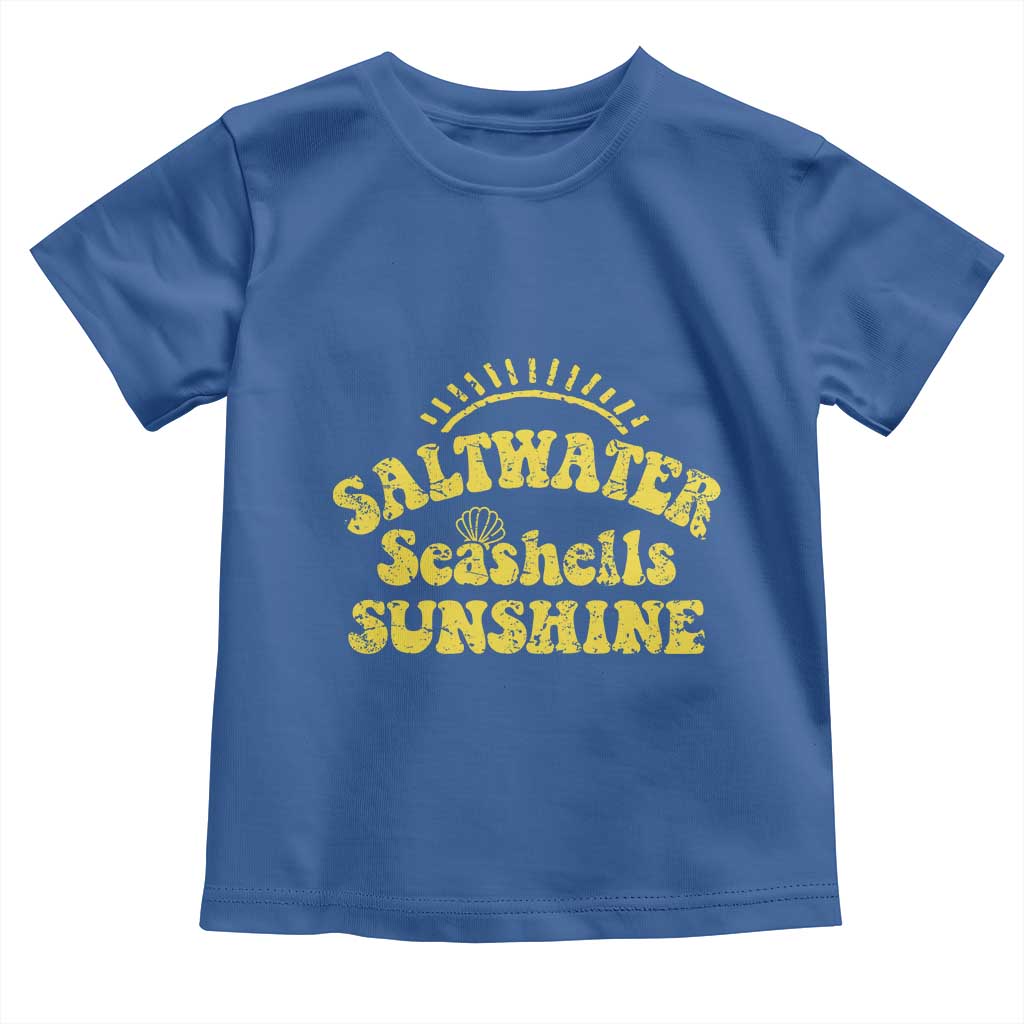 Saltwater Seashells Sunshine Toddler T Shirt Beach Summer Vacation Vintage 70's Retro TS10 Royal Blue Print Your Wear