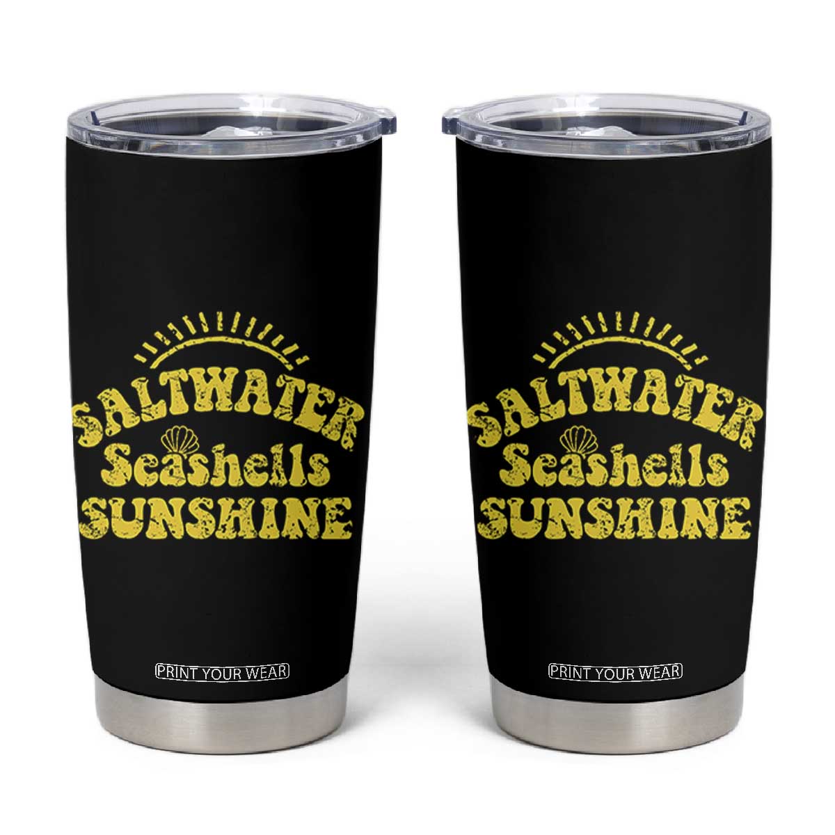 Saltwater Seashells Sunshine Tumbler Cup Beach Summer Vacation Vintage 70's Retro TS10 Black Print Your Wear