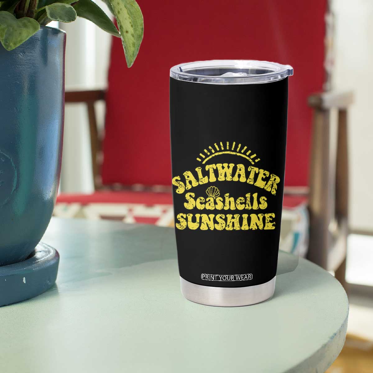 Saltwater Seashells Sunshine Tumbler Cup Beach Summer Vacation Vintage 70's Retro TS10 Print Your Wear