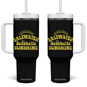 Saltwater Seashells Sunshine Tumbler With Handle Beach Summer Vacation Vintage 70's Retro TS10 One Size: 40 oz Black Print Your Wear