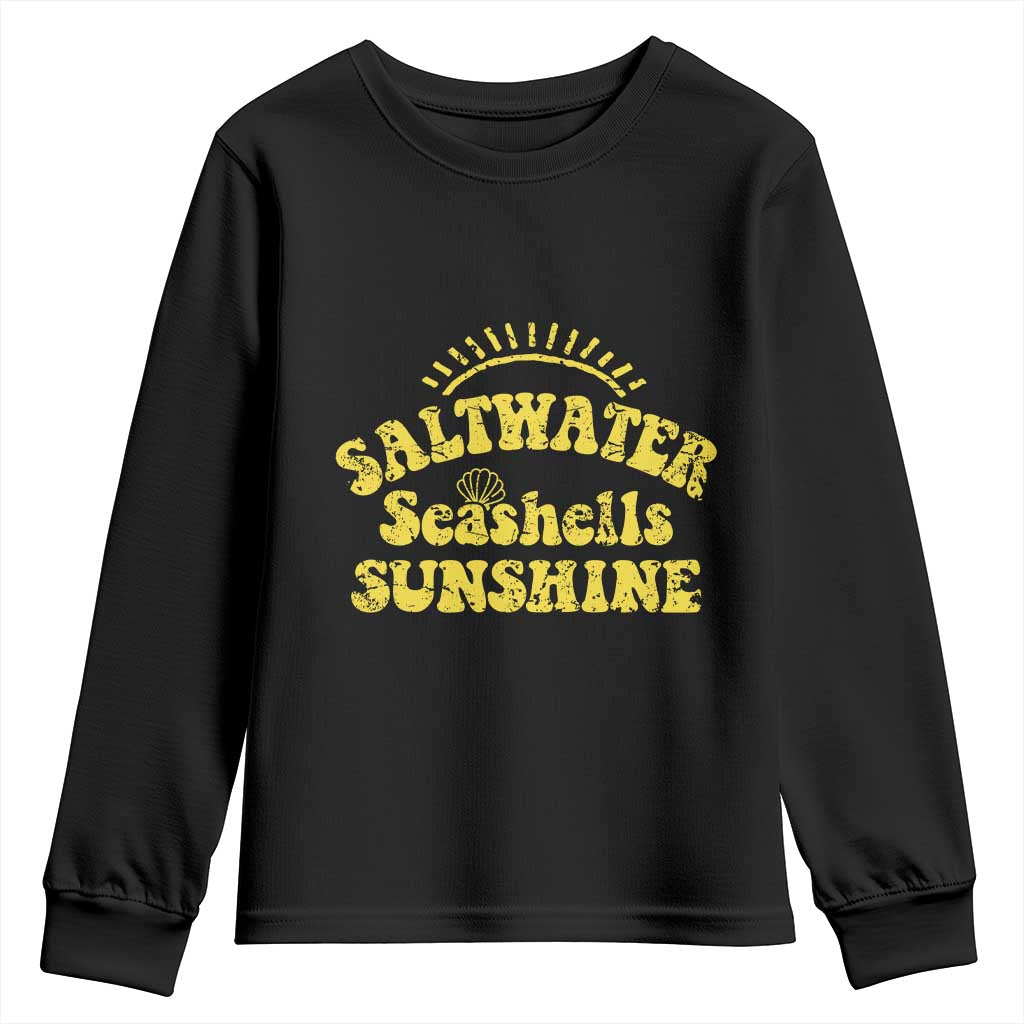 Saltwater Seashells Sunshine Youth Sweatshirt Beach Summer Vacation Vintage 70's Retro TS10 Black Print Your Wear