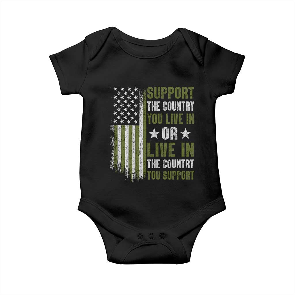 Social Justice Baby Onesie Support The Country You Live In American Flag TS10 Black Print Your Wear