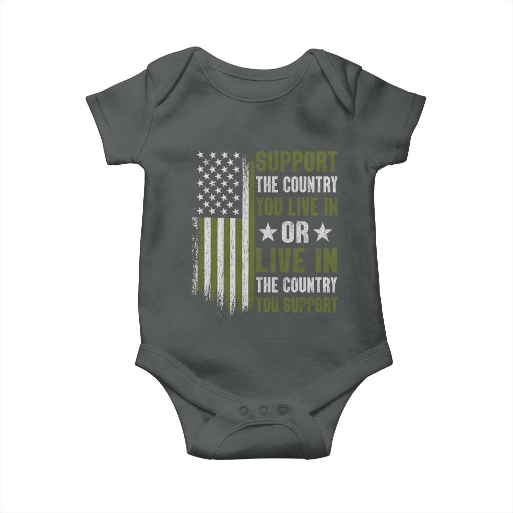 Social Justice Baby Onesie Support The Country You Live In American Flag TS10 Dark Heather Print Your Wear