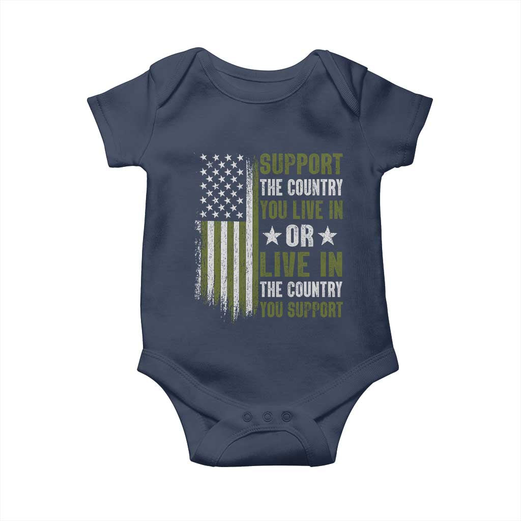 Social Justice Baby Onesie Support The Country You Live In American Flag TS10 Navy Print Your Wear