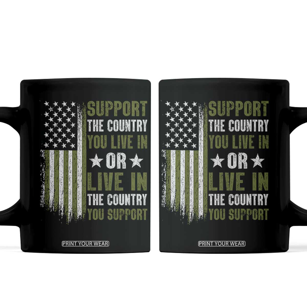 Social Justice Coffee Mug Support The Country You Live In American Flag TS10 Black Print Your Wear