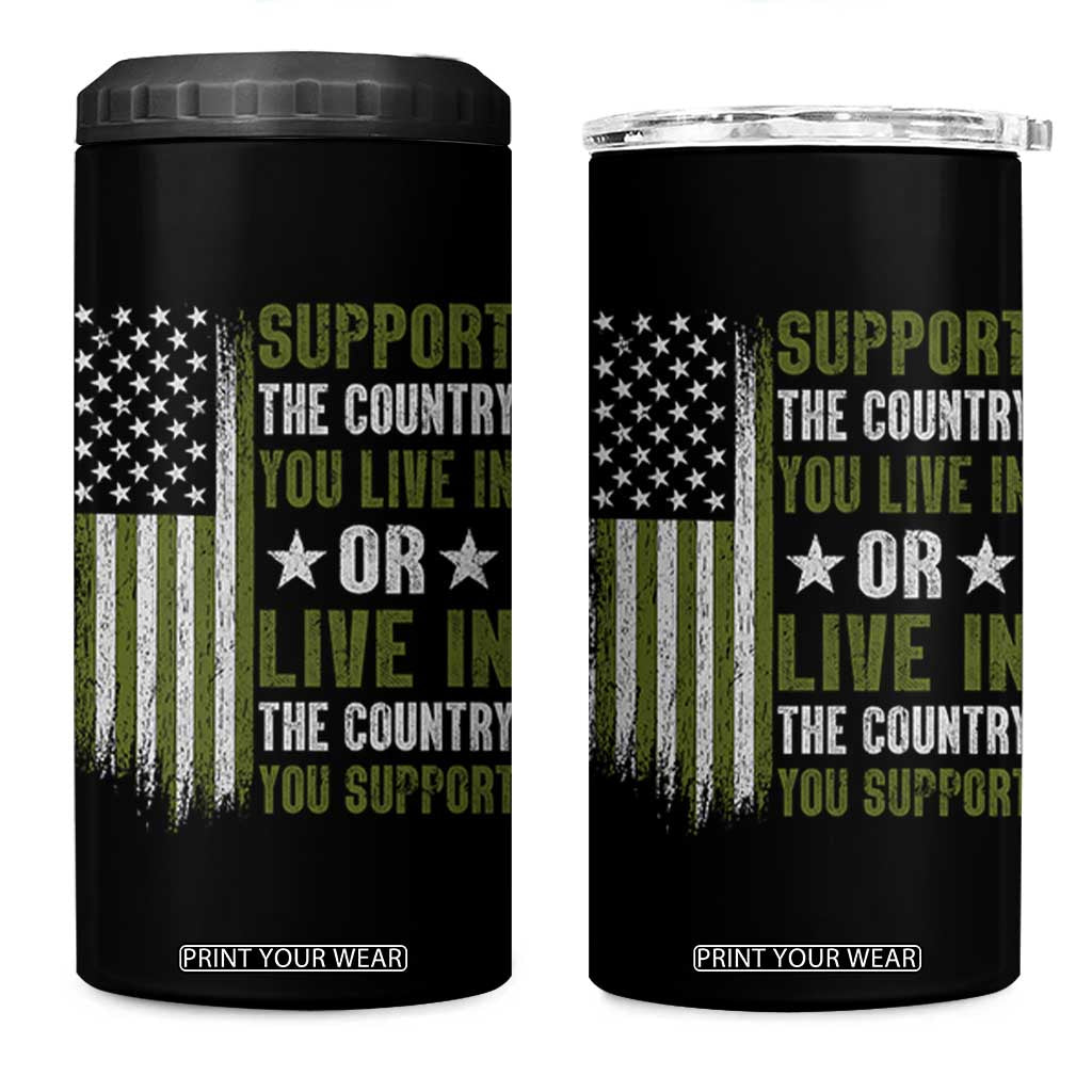 Social Justice 4 in 1 Can Cooler Tumbler Support The Country You Live In American Flag TS10 One Size: 16 oz Black Print Your Wear