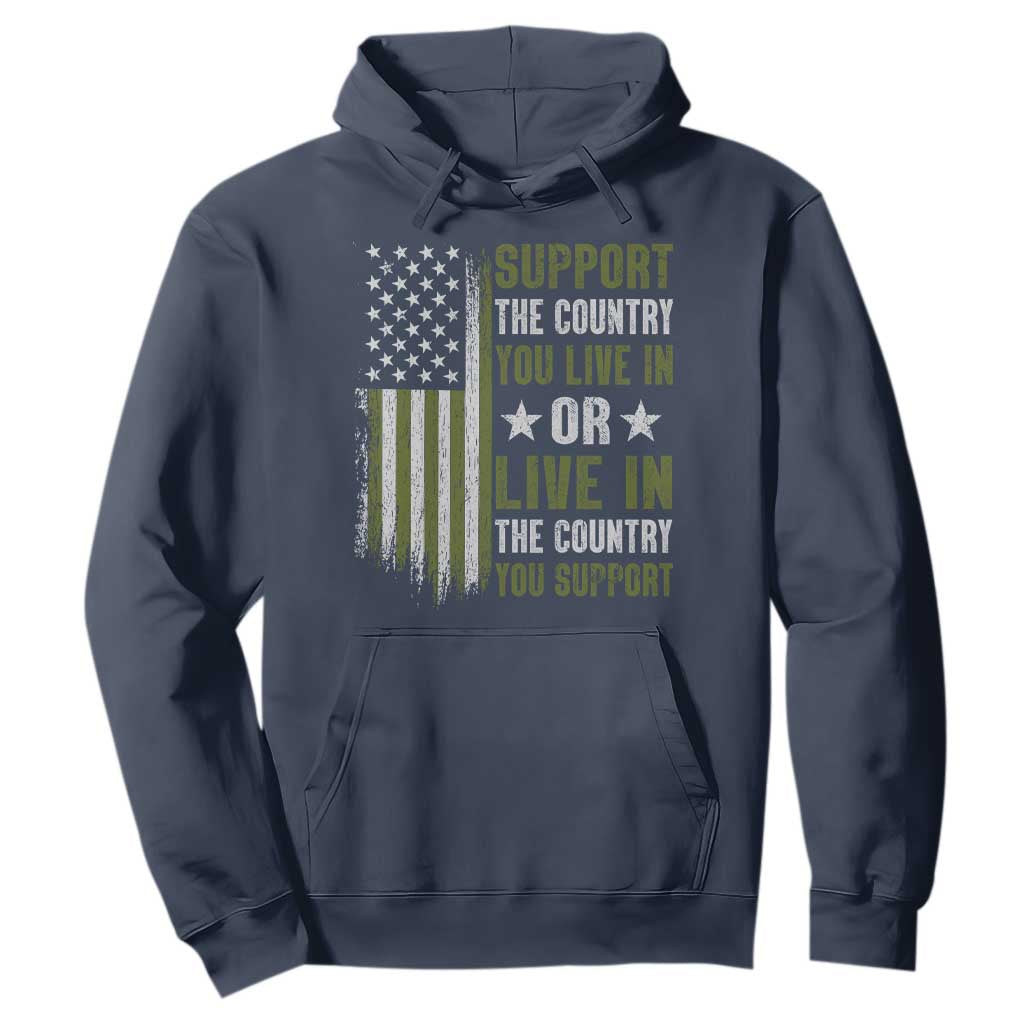 Social Justice Hoodie Support The Country You Live In American Flag TS10 Navy Print Your Wear