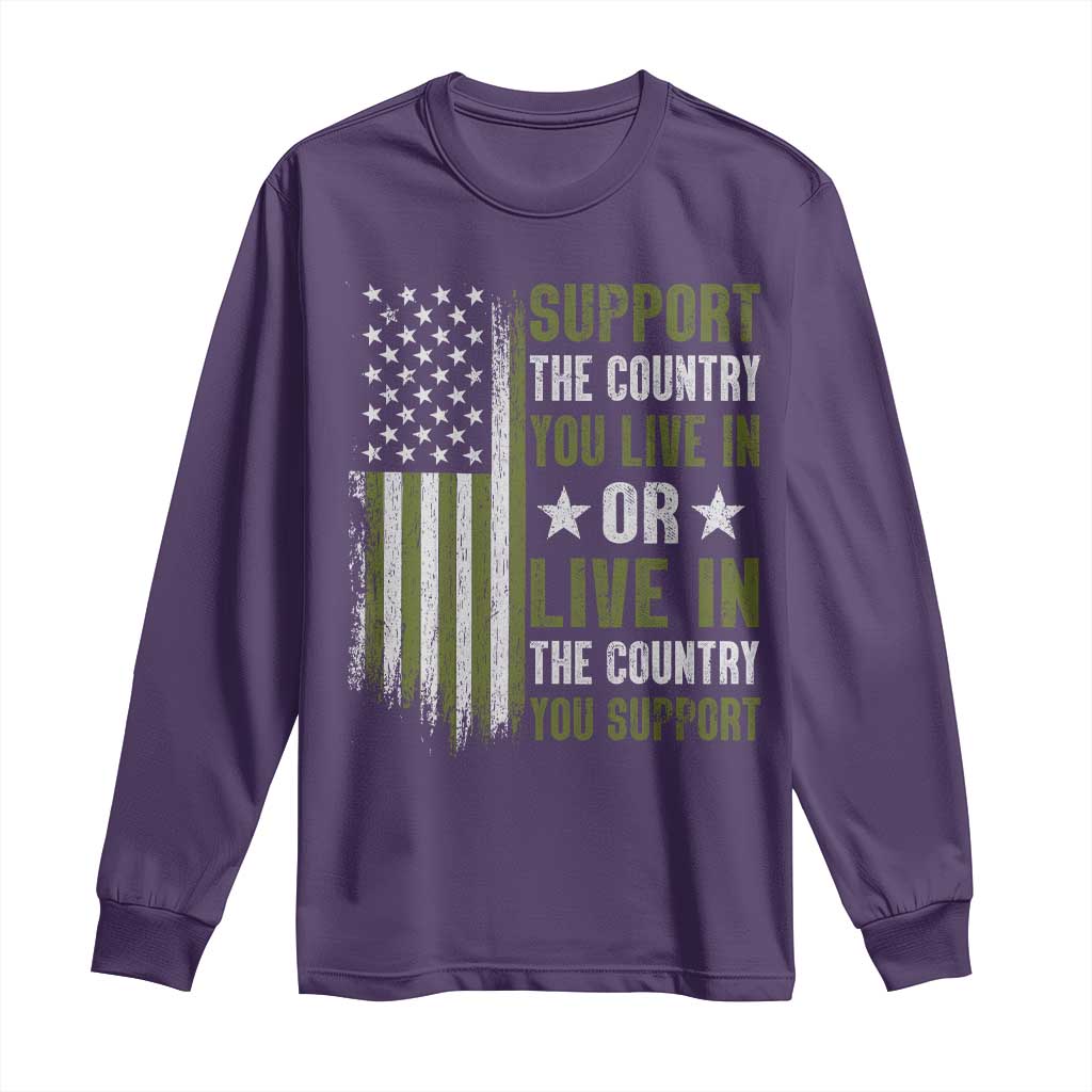 Social Justice Long Sleeve Shirt Support The Country You Live In American Flag TS10 Purple Print Your Wear