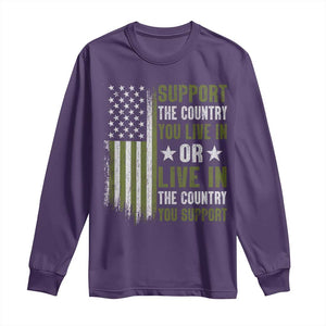 Social Justice Long Sleeve Shirt Support The Country You Live In American Flag TS10 Purple Print Your Wear