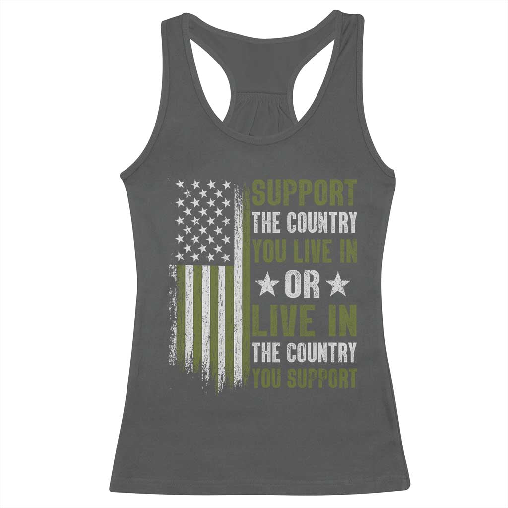 Social Justice Racerback Tank Top Support The Country You Live In American Flag TS10 Dark Heather Print Your Wear