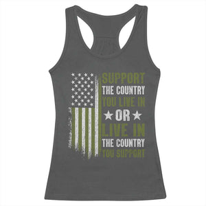 Social Justice Racerback Tank Top Support The Country You Live In American Flag TS10 Dark Heather Print Your Wear