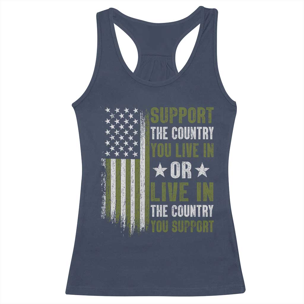 Social Justice Racerback Tank Top Support The Country You Live In American Flag TS10 Navy Print Your Wear