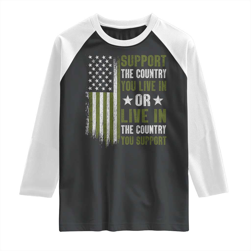 Social Justice Raglan Shirt Support The Country You Live In American Flag TS10 Black White Print Your Wear