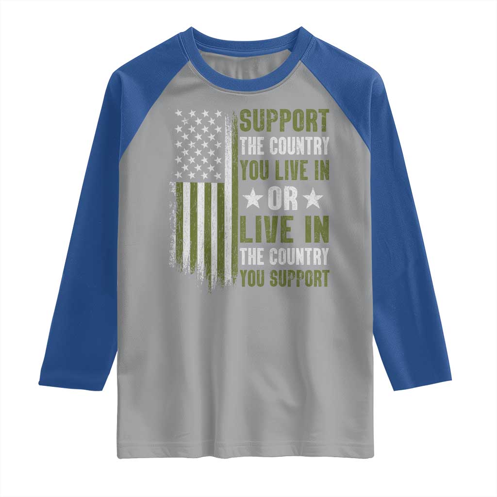 Social Justice Raglan Shirt Support The Country You Live In American Flag TS10 Sport Gray Royal Print Your Wear