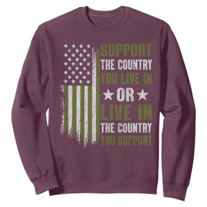 Social Justice Sweatshirt Support The Country You Live In American Flag TS10 Maroon Print Your Wear