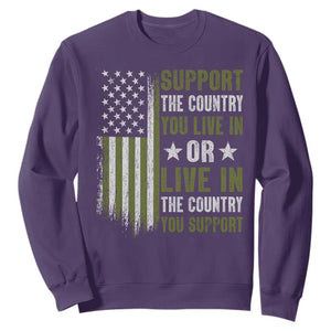 Social Justice Sweatshirt Support The Country You Live In American Flag TS10 Purple Print Your Wear