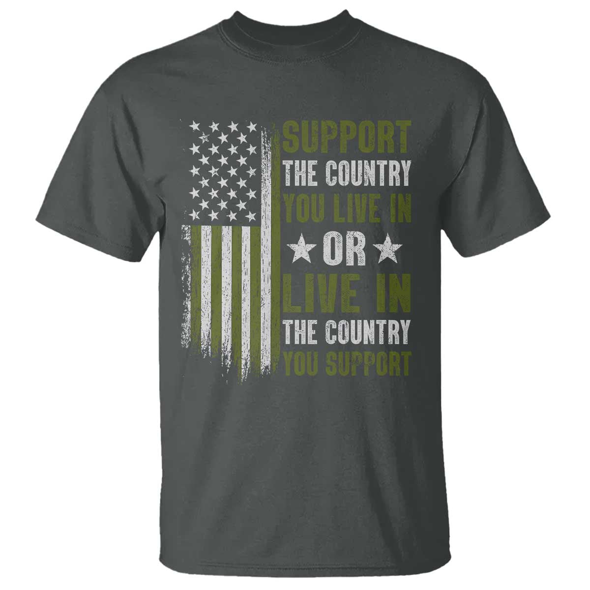 Social Justice T Shirt Support The Country You Live In American Flag TS10 Dark Heather Print Your Wear