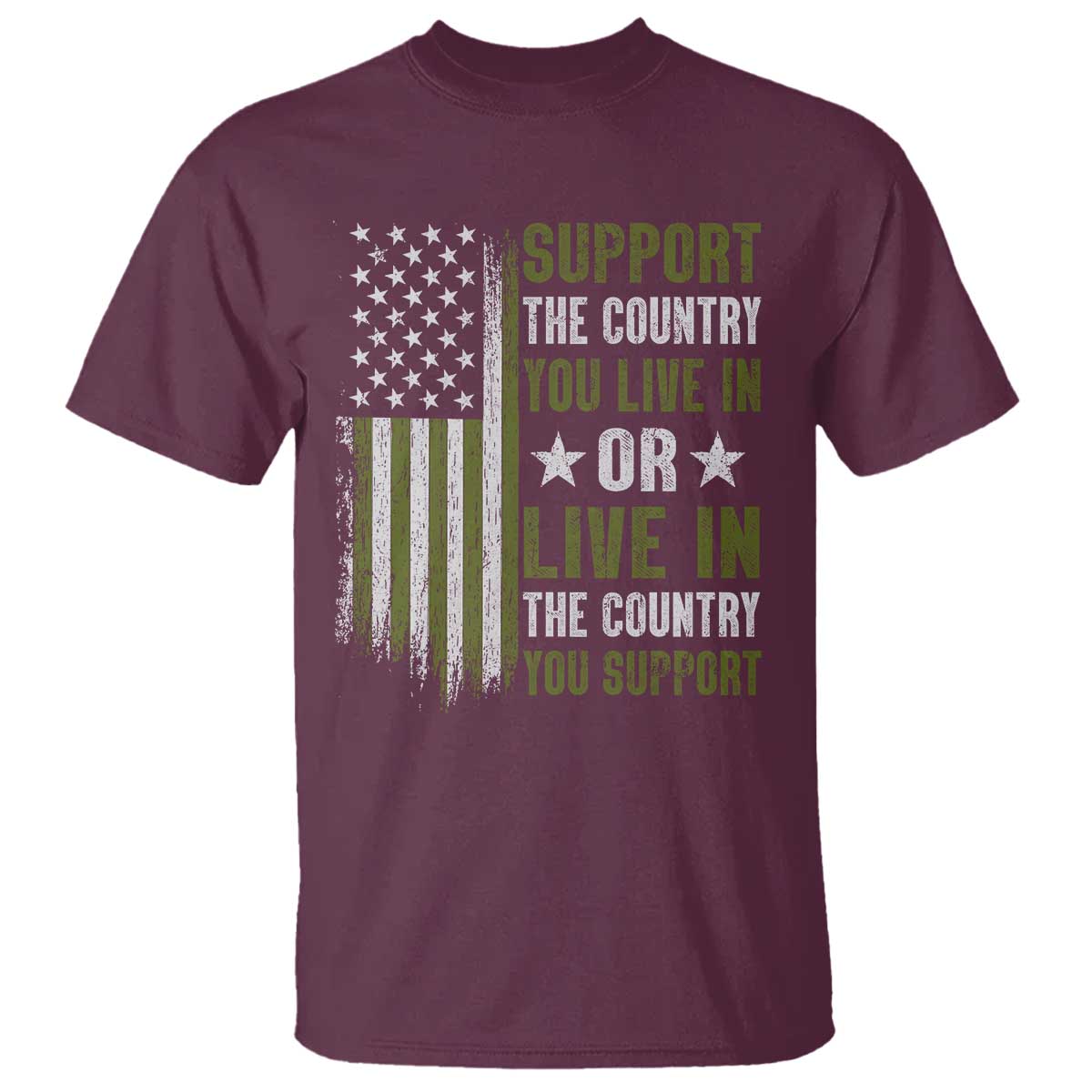 Social Justice T Shirt Support The Country You Live In American Flag TS10 Maroon Print Your Wear