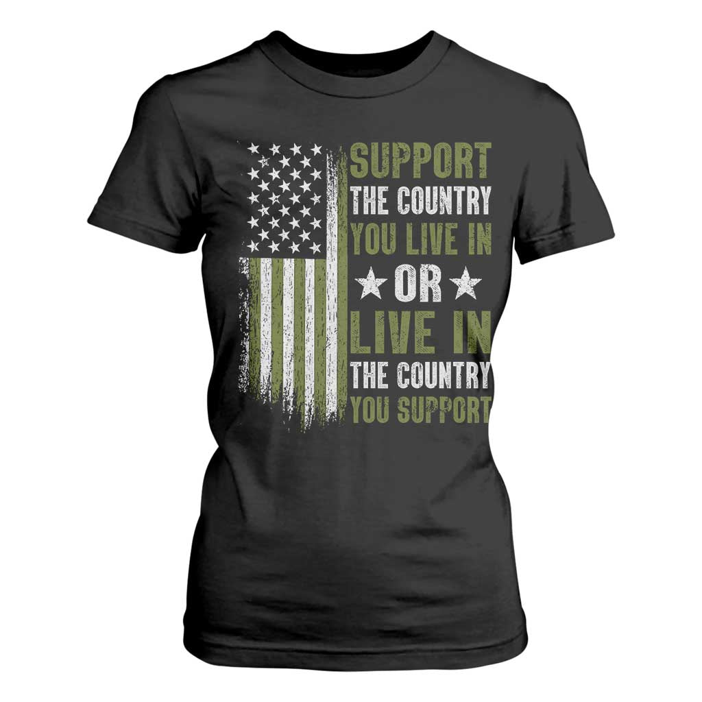 Social Justice T Shirt For Women Support The Country You Live In American Flag TS10 Black Print Your Wear