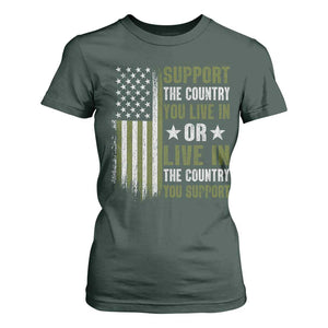Social Justice T Shirt For Women Support The Country You Live In American Flag TS10 Dark Forest Green Print Your Wear
