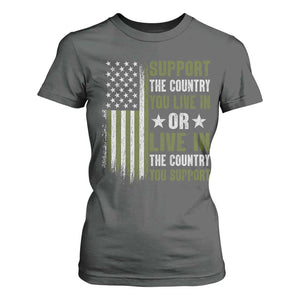 Social Justice T Shirt For Women Support The Country You Live In American Flag TS10 Dark Heather Print Your Wear