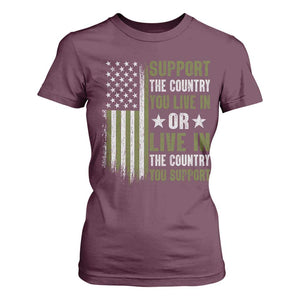 Social Justice T Shirt For Women Support The Country You Live In American Flag TS10 Maroon Print Your Wear