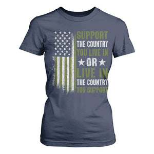 Social Justice T Shirt For Women Support The Country You Live In American Flag TS10 Navy Print Your Wear
