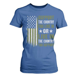 Social Justice T Shirt For Women Support The Country You Live In American Flag TS10 Royal Blue Print Your Wear