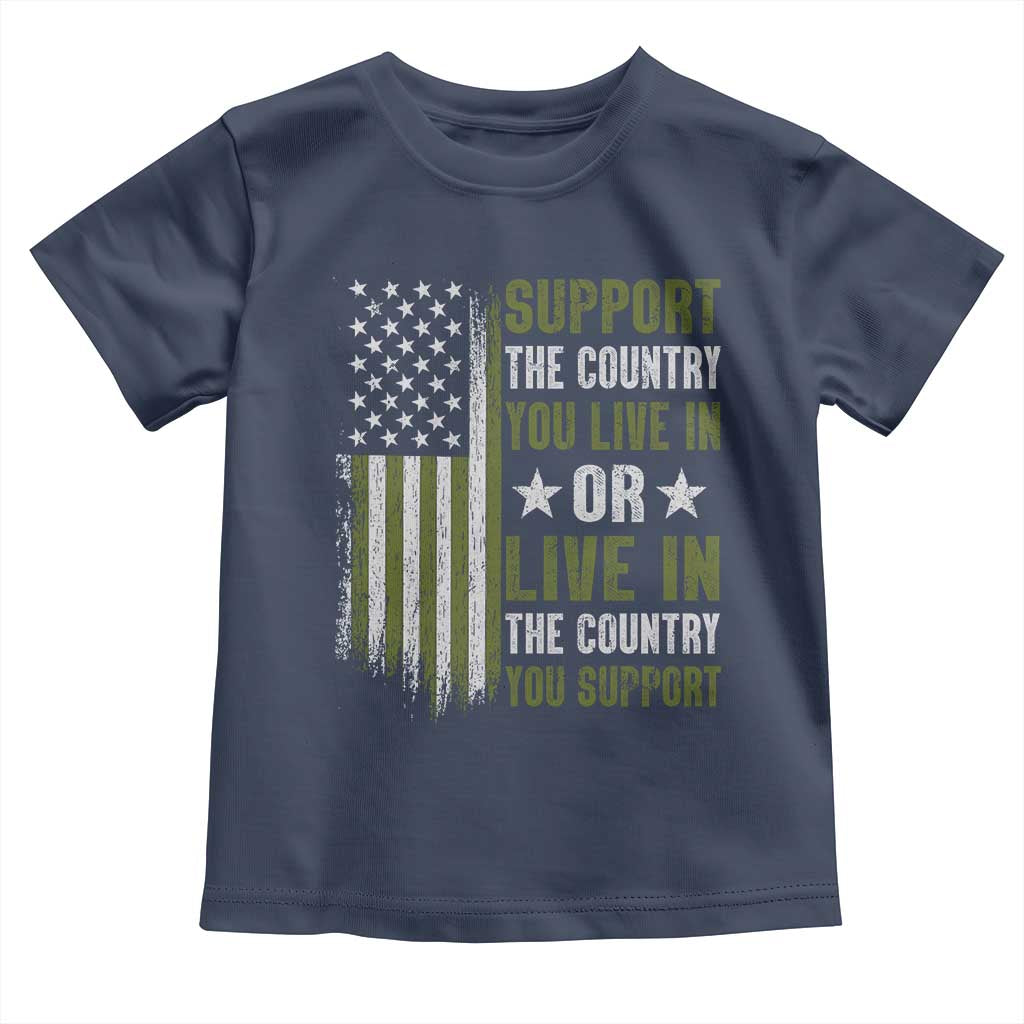 Social Justice Toddler T Shirt Support The Country You Live In American Flag TS10 Navy Print Your Wear