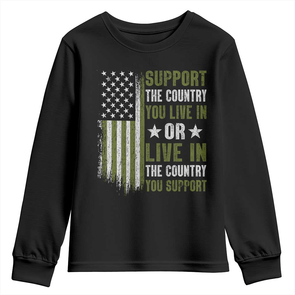 Social Justice Youth Sweatshirt Support The Country You Live In American Flag TS10 Black Print Your Wear