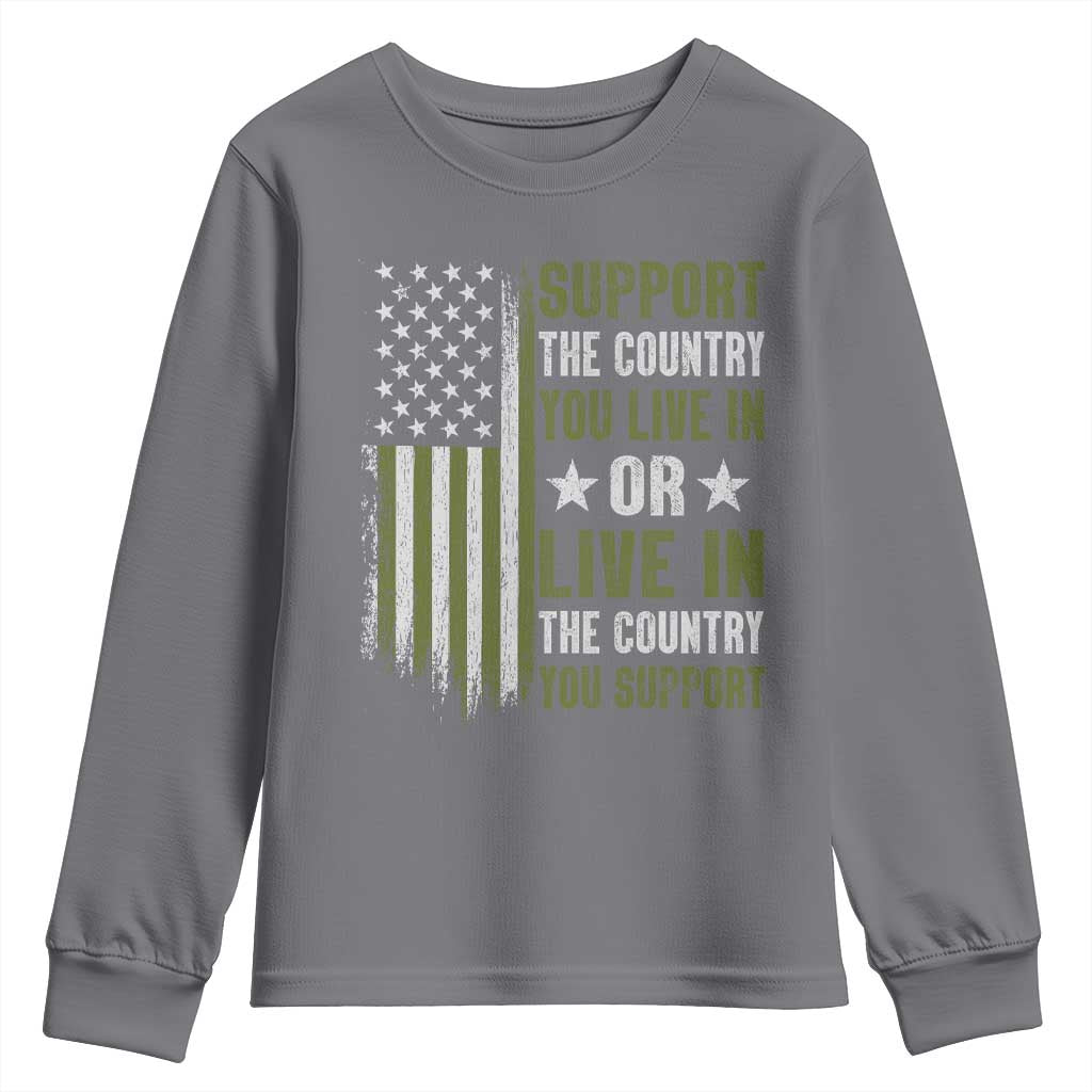 Social Justice Youth Sweatshirt Support The Country You Live In American Flag TS10 Charcoal Print Your Wear