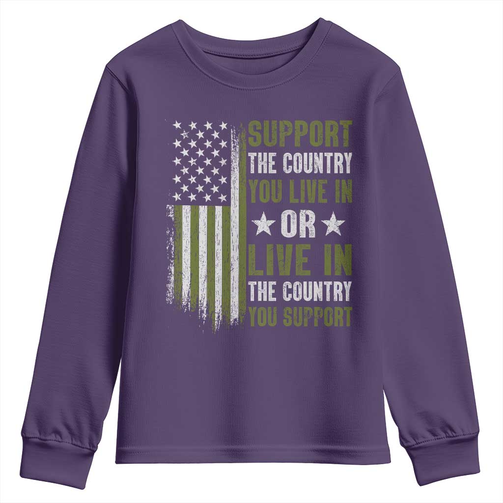 Social Justice Youth Sweatshirt Support The Country You Live In American Flag TS10 Purple Print Your Wear