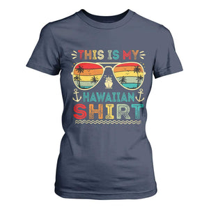 This Is My Hawaiian T Shirt For Women Tropical Luau Costume Party Hawaii TS10 Navy Print Your Wear